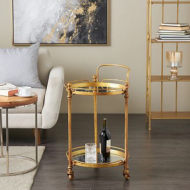 Stella & Eve Metal Rolling 2 Shelves Bar Cart with Wheels