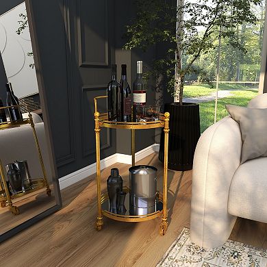 Stella & Eve Metal Rolling 2 Shelves Bar Cart with Wheels