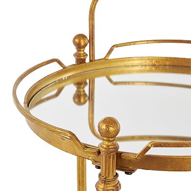 Stella & Eve Metal Rolling 2 Shelves Bar Cart with Wheels