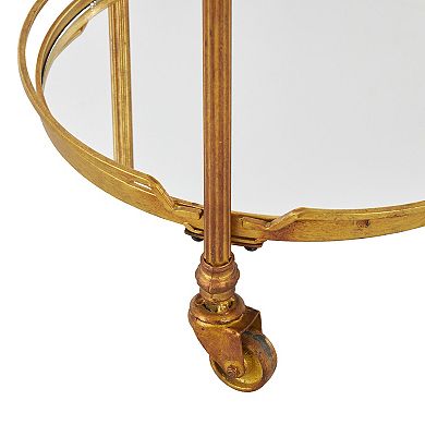 Stella & Eve Metal Rolling 2 Shelves Bar Cart with Wheels