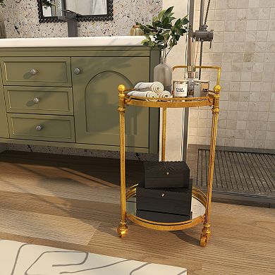 Stella & Eve Metal Rolling 2 Shelves Bar Cart with Wheels