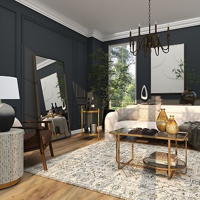 Stella & Eve Metal Rolling 2 Shelves Bar Cart with Wheels