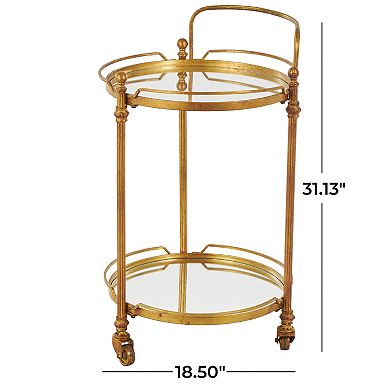Stella & Eve Metal Rolling 2 Shelves Bar Cart with Wheels