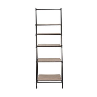 Stella & Eve 5 tier Metal Leaning Ladder Storage Shelving Unit with Wooden Shelves