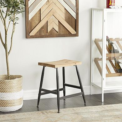 Stella & Eve Metal Kitchen Counter Stool with Wood Top