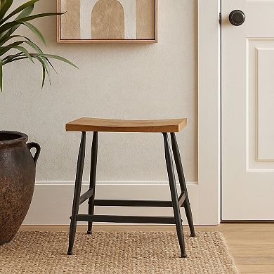 Stella & Eve Metal Kitchen Counter Stool with Wood Top