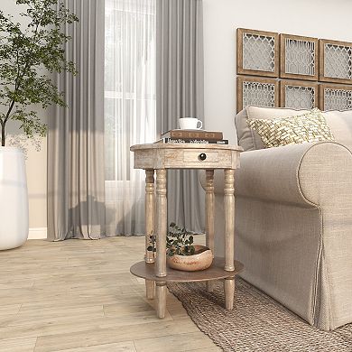 Stella & Eve Wood Oval Accent Table with Drawer