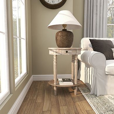Stella & Eve Wood Oval Accent Table with Drawer