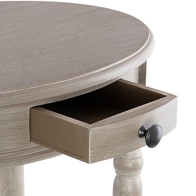 Stella & Eve Wood Oval Accent Table with Drawer