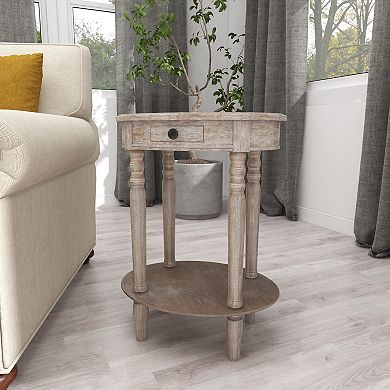 Stella & Eve Wood Oval Accent Table with Drawer