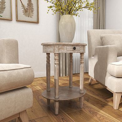 Stella & Eve Wood Oval Accent Table with Drawer