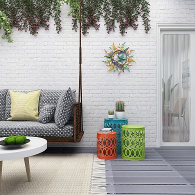 Stella & Eve Metal Nesting Accent Table Set with Carved Trellis Design