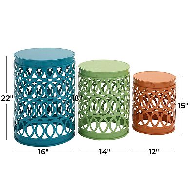 Stella & Eve Metal Nesting Accent Table Set with Carved Trellis Design