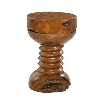 Stella & Eve Handmade Teak Wood Live Edge Accent Table with Coiled Base