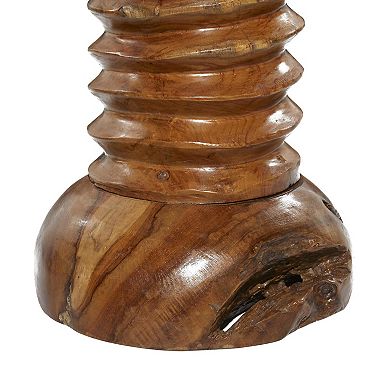 Stella & Eve Handmade Teak Wood Live Edge Accent Table with Coiled Base