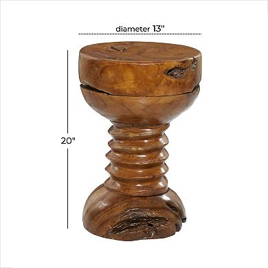 Stella & Eve Handmade Teak Wood Live Edge Accent Table with Coiled Base