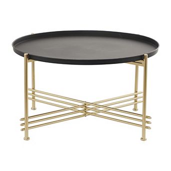 Stella & Eve Metal Tray Top Coffee Table with Gold X-Shaped Base