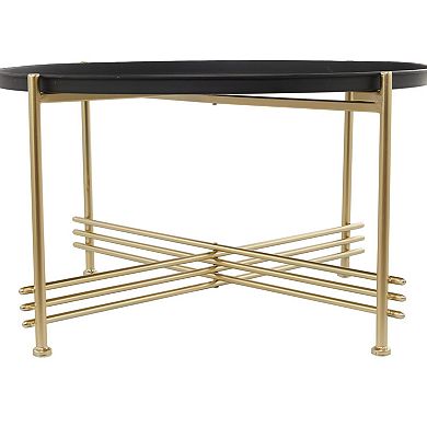 Stella & Eve Metal Tray Top Coffee Table with Gold X-Shaped Base