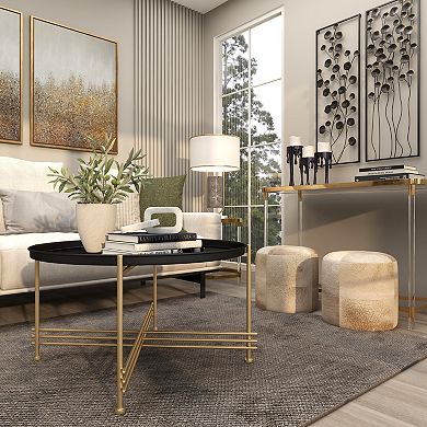Stella & Eve Metal Tray Top Coffee Table with Gold X-Shaped Base