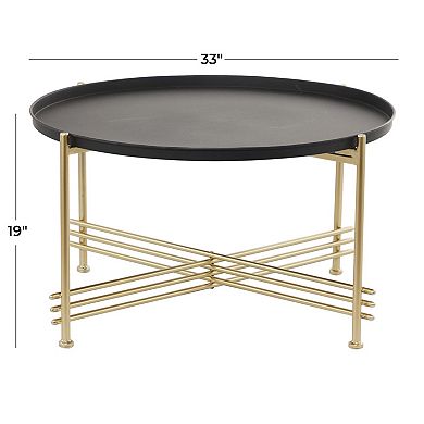 Stella & Eve Metal Tray Top Coffee Table with Gold X-Shaped Base