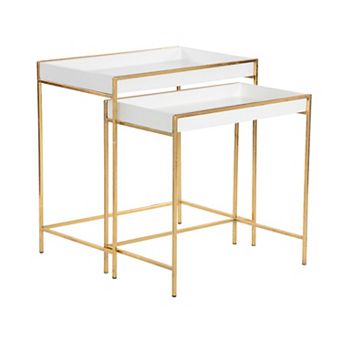 Stella & Eve Wooden Nesting Tray Accent Table with Gold Metal Legs