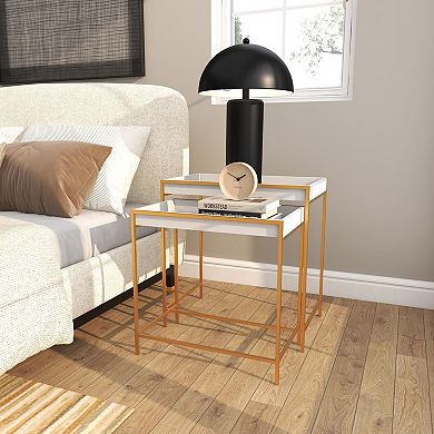 Stella & Eve Wooden Nesting Tray Accent Table with Gold Metal Legs