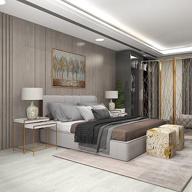 Stella & Eve Wooden Nesting Tray Accent Table with Gold Metal Legs