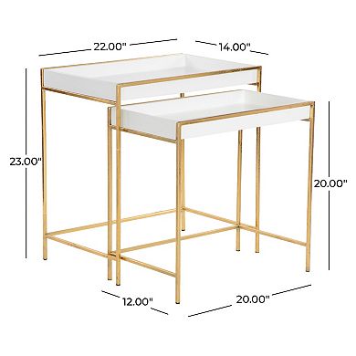 Stella & Eve Wooden Nesting Tray Accent Table with Gold Metal Legs