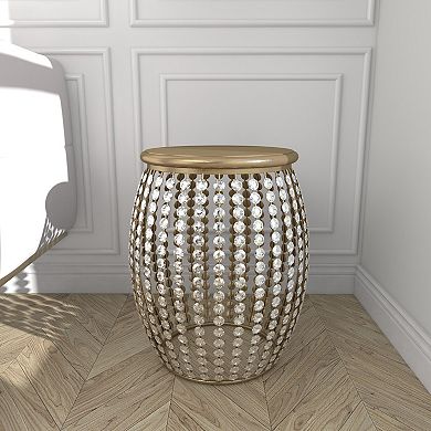 Stella & Eve Metal Open Frame Accent Table with Crystal Embellishments