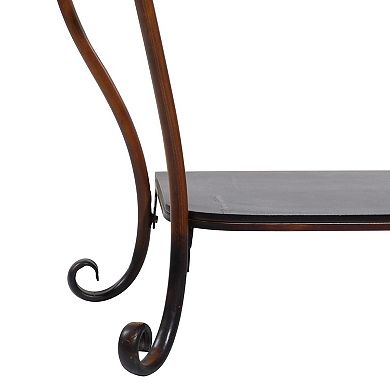 Stella & Eve Metal Embossed Console Table with Ornate Scroll Legs
