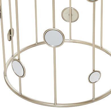Stella & Eve Metal Open Frame Accent Table with Mirrored Glass Top and Circular Accents