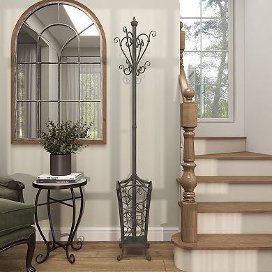 Stella & Eve Vintage Style Freestanding Metal Coat Rack with Scroll Designs