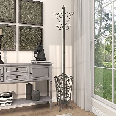 Stella & Eve Vintage Style Freestanding Metal Coat Rack with Scroll Designs