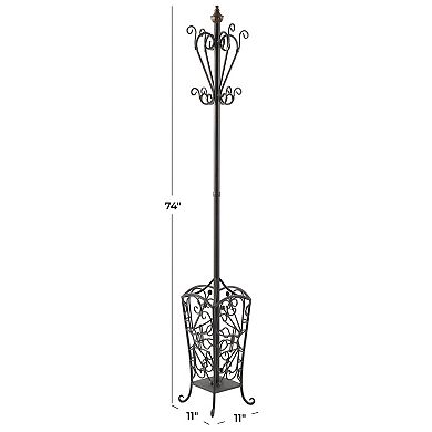 Stella & Eve Vintage Style Freestanding Metal Coat Rack with Scroll Designs