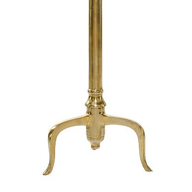 Stella & Eve Marble Slim Tripod Accent Table with Gold Inlay and Scrolled Base
