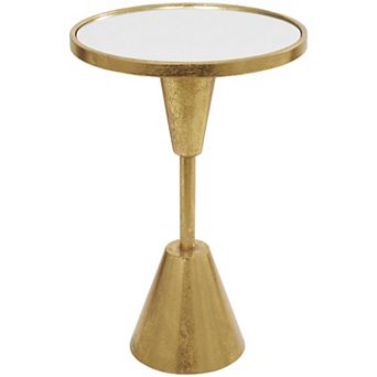 Stella & Eve Metal Pedestal Base Accent Table with Mirrored Glass Top