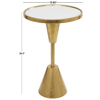 Stella & Eve Metal Pedestal Base Accent Table with Mirrored Glass Top