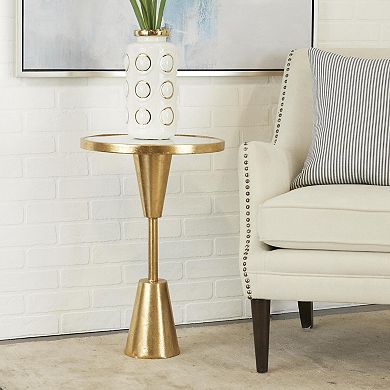 Stella & Eve Metal Pedestal Base Accent Table with Mirrored Glass Top