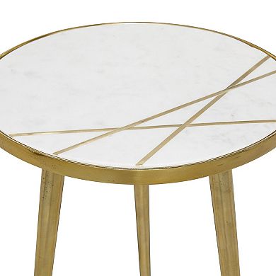 Stella & Eve Aluminum Metal Accent Table with Marble Top