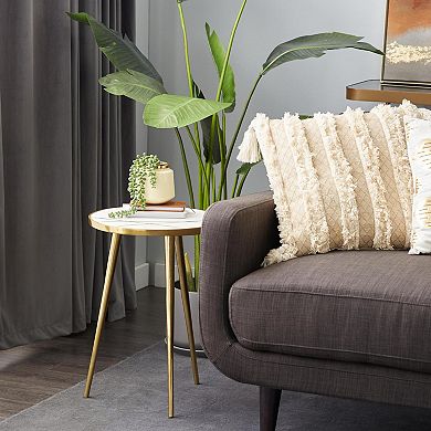 Stella & Eve Aluminum Metal Accent Table with Marble Top