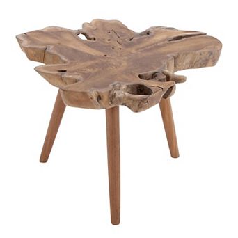 Stella & Eve Teak Wood Handmade Live Edge Accent Table with Tripod Legs