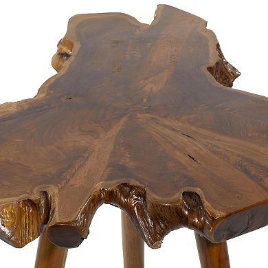 Stella & Eve Teak Wood Handmade Live Edge Accent Table with Tripod Legs
