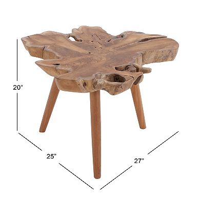 Stella & Eve Teak Wood Handmade Live Edge Accent Table with Tripod Legs