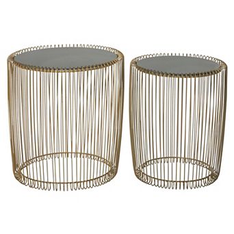 Stella & Eve Metal Accent Table with Shaded Glass Top