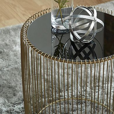 Stella & Eve Metal Accent Table with Shaded Glass Top