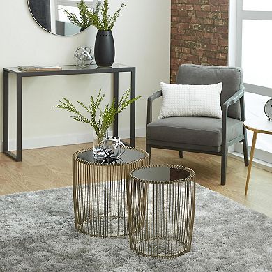 Stella & Eve Metal Accent Table with Shaded Glass Top