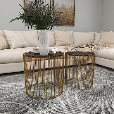 Stella & Eve Metal Accent Table with Shaded Glass Top