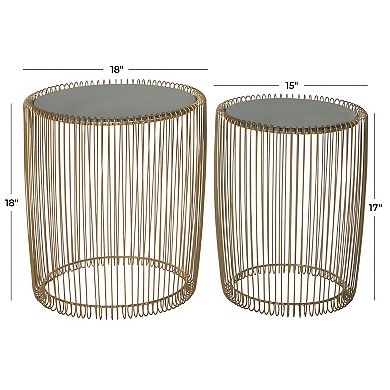 Stella & Eve Metal Accent Table with Shaded Glass Top