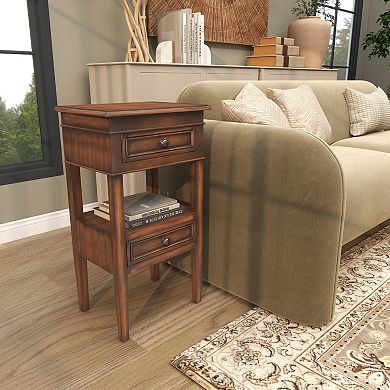 Stella & Eve Wood Square 2-Drawer Accent Table with Shelf