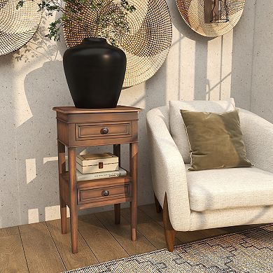 Stella & Eve Wood Square 2-Drawer Accent Table with Shelf